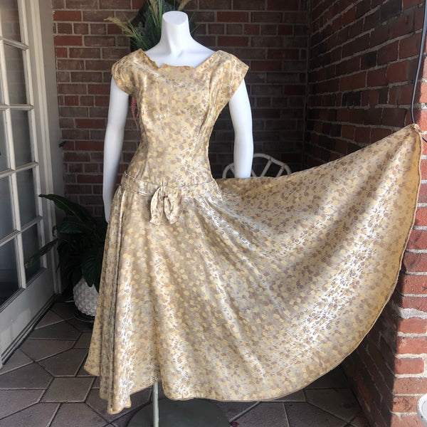 1960s Parisian Gold Brocade Dress