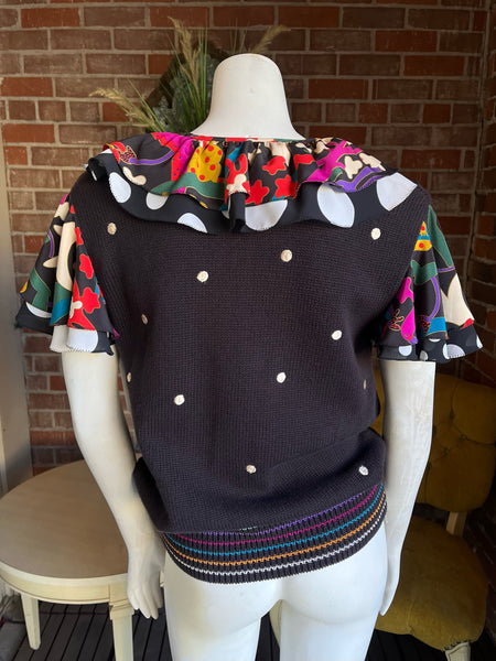 1990s Diane Freis Animal Print Knit Blouse