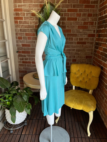 1970s Seafoam Jersey Dress