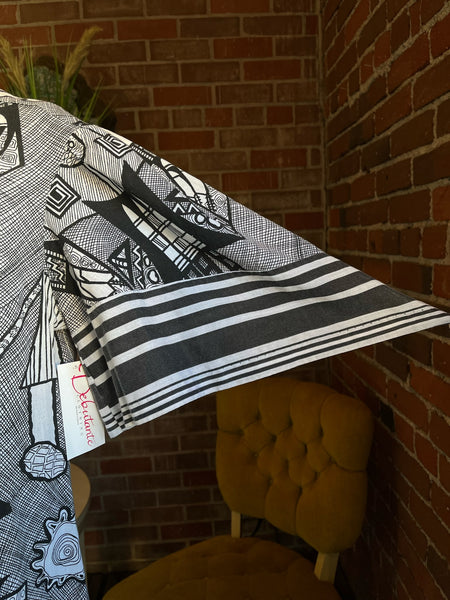 1970s Rare Abstract Graphic Black Kaftan