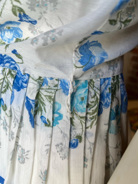 1950s Sheer Blue Roses Dress