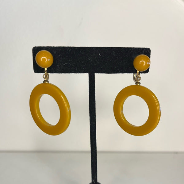 Vintage Bakelite Caramel Hoop Earrings