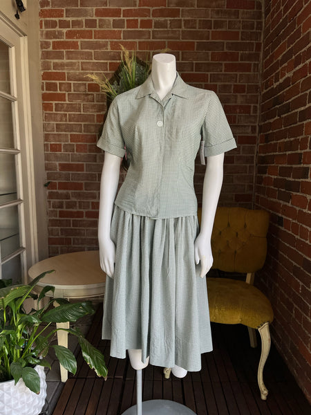 1950s Deadstock Green Gingham Set