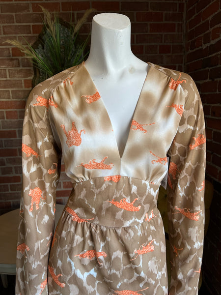 1970s Leopard Print Jersey Dress