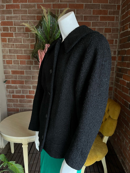 1960s Black Boucle Collared Jacket