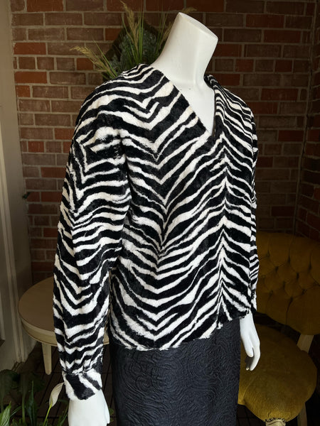 1960s Velour Zebra Print Top