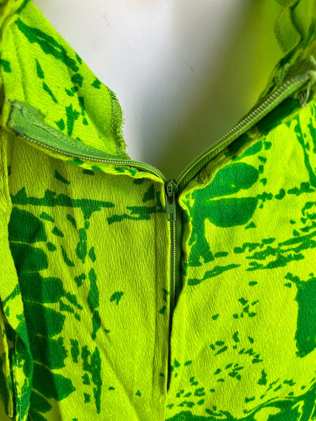 1970s Acid Green Hawaiian Dress