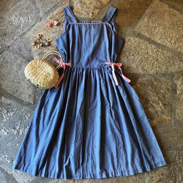 1970s Chambray Side Tie Dress