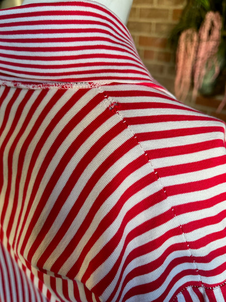 1950s Red & White Striped Pullover Top