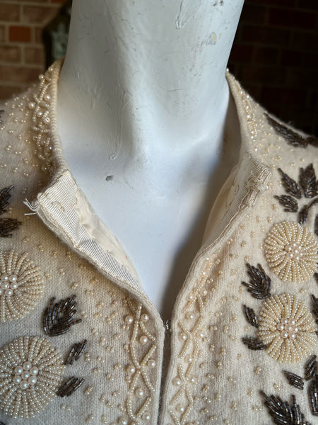 1950s Cashmere Beaded  Cardigan