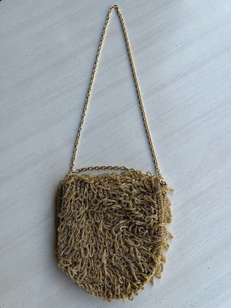 1960s Gold Tinsel Handbag