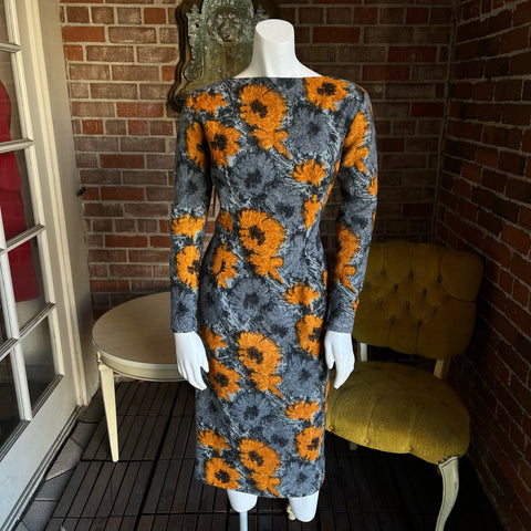1960s Wool Floral Dress Estevez