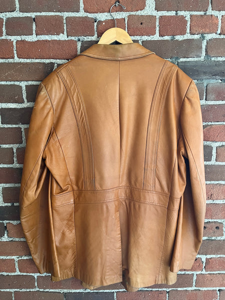 1970s Leather Jacket Braided Trim