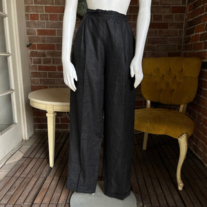 1980s Ralph Lauren Black Linen Pants