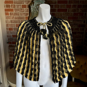 1960s Gold & Black Knit Capelet