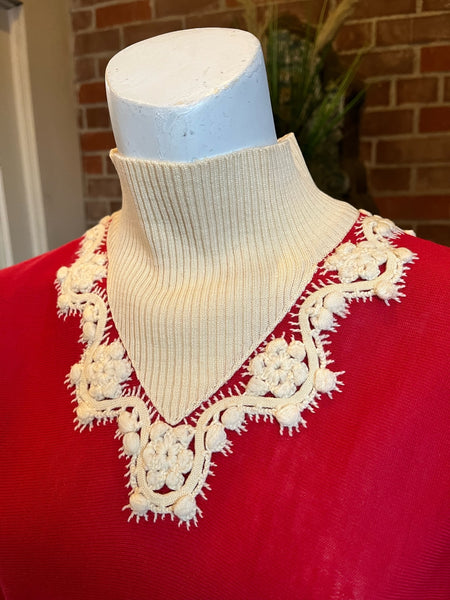 1950s Austrian Knit Sweater Skirt Set Cherry Red