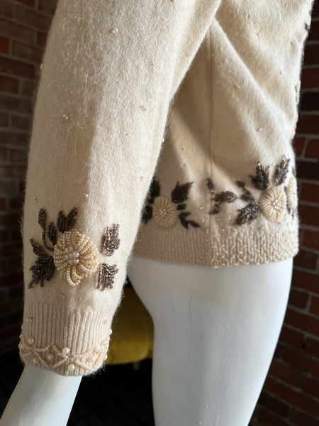 1950s Cashmere Beaded  Cardigan