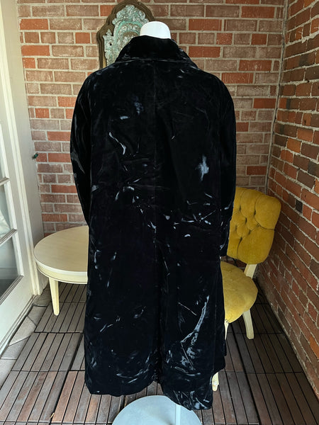 1950s Black Crushed Velvet Coat New Old Stock