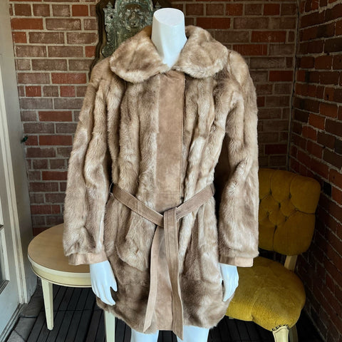 1970s Lilli Ann Faux Fur Suede Coat