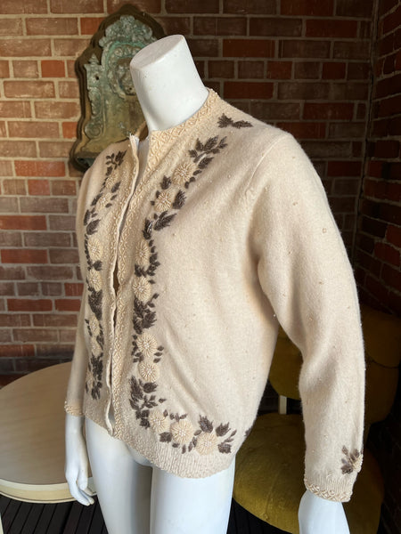 1950s Cashmere Beaded  Cardigan