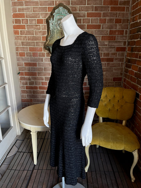 1950s Black Ribbon Dress