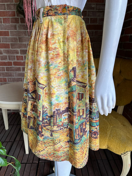 1950s Picasso French Scene Cotton Skirt
