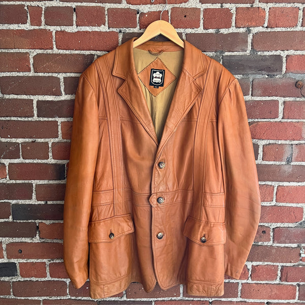 1970s Leather Jacket Braided Trim