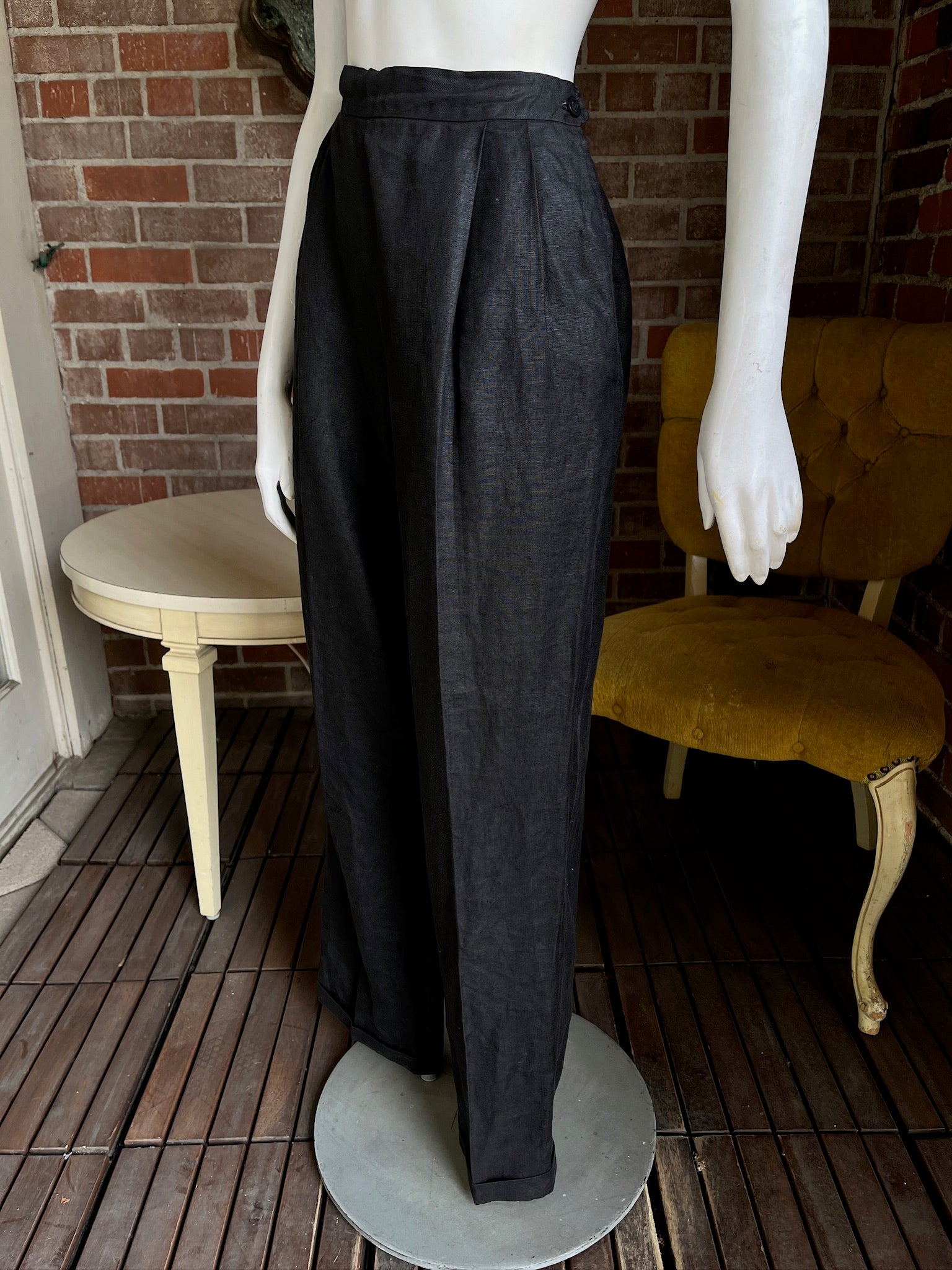パンツ Old Linen Black Slacks 4D8B737C-49D3-4B82-B479-