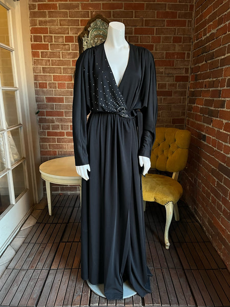 1970s does 1930s Jersey Rhinestone Wrap Dress