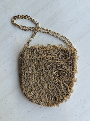 1960s Gold Tinsel Handbag