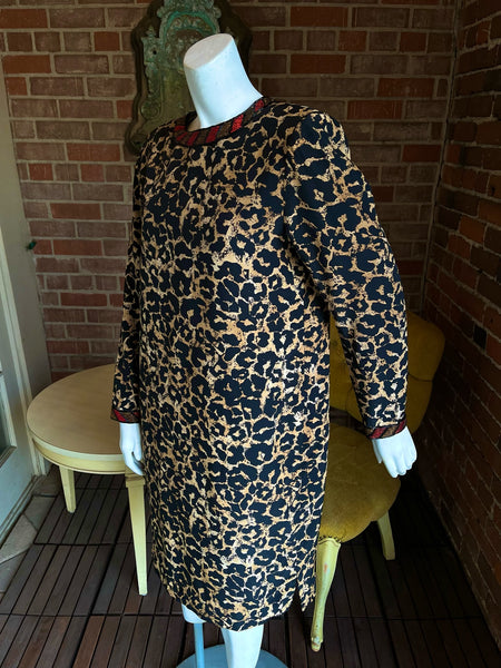 1980s Bill Blass Leopard Beaded Silk Dress