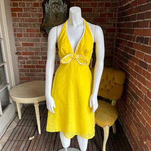 1960s Yellow Halter Dress