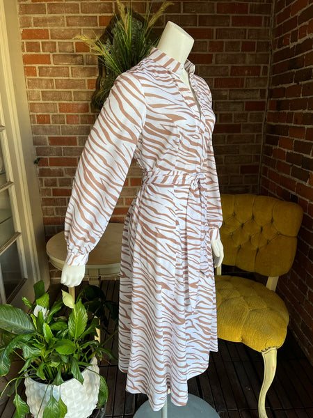 1970s Brown Zebra Print Dress