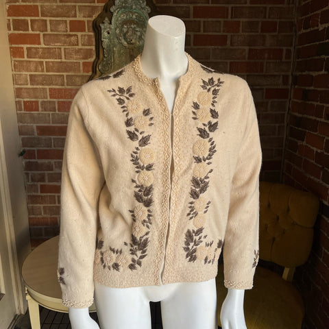 1950s Cashmere Beaded  Cardigan