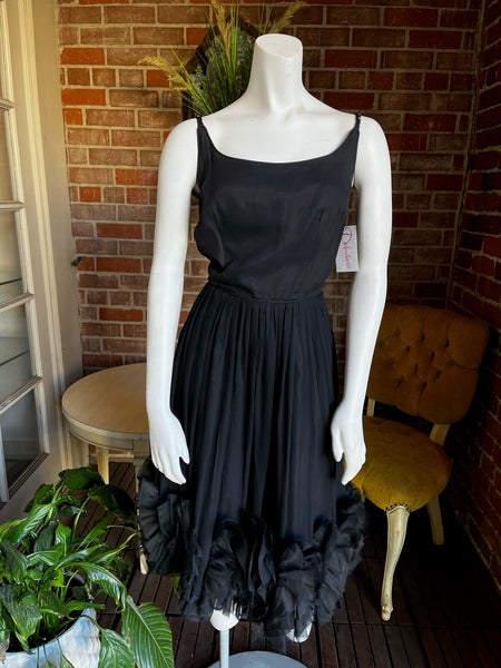 1960s Ruffled Chiffon Dress