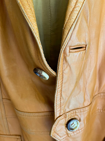 1970s Leather Jacket Braided Trim