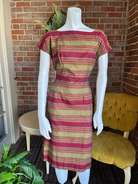 1950s Gold Crimson Dress Set