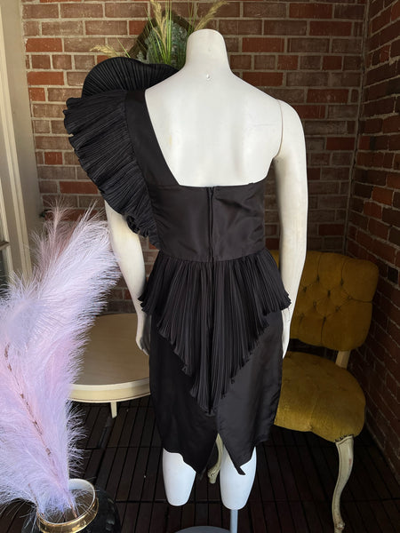 1980s Climax By David Howard One Shoulder Corsage Dress Deadstock