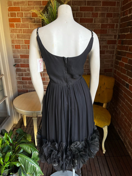 1960s Ruffled Chiffon Dress