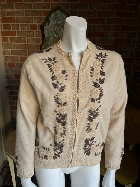 1950s Cashmere Beaded  Cardigan