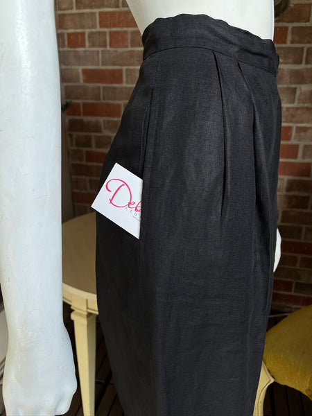 1980s Ralph Lauren Black Linen Pants