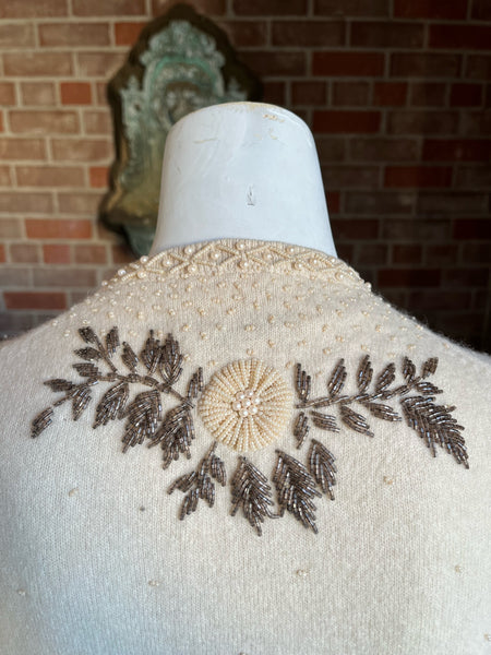 1950s Cashmere Beaded  Cardigan