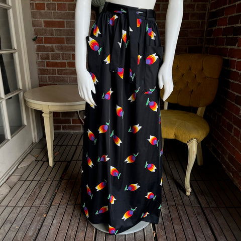 1970s Rainbow Tulip Maxi Skirt