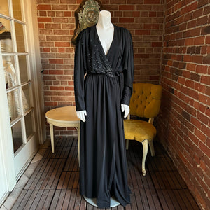 1970s does 1930s Jersey Rhinestone Wrap Dress 1970s does 1930s Jersey Rhinestone Wrap Dress