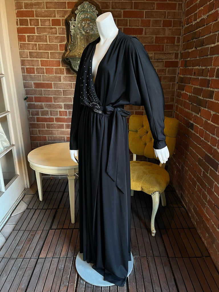1970s does 1930s Jersey Rhinestone Wrap Dress 1970s does 1930s Jersey Rhinestone Wrap Dress
