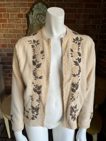 1950s Cashmere Beaded  Cardigan