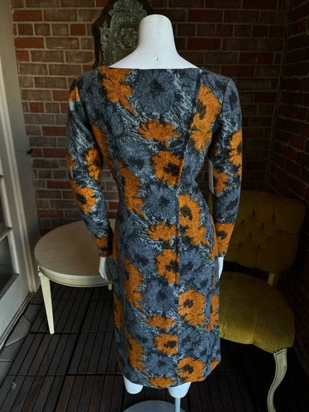1960s Wool Floral Dress Estevez