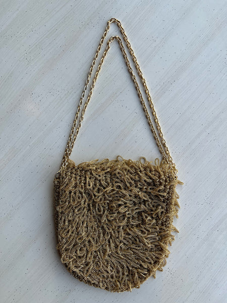 1960s Gold Tinsel Handbag