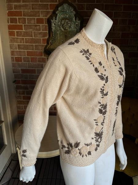 1950s Cashmere Beaded  Cardigan