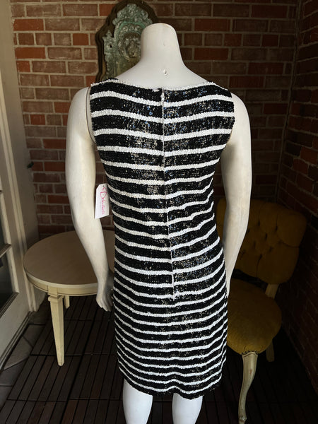 1960s Black & White Sequin Dress